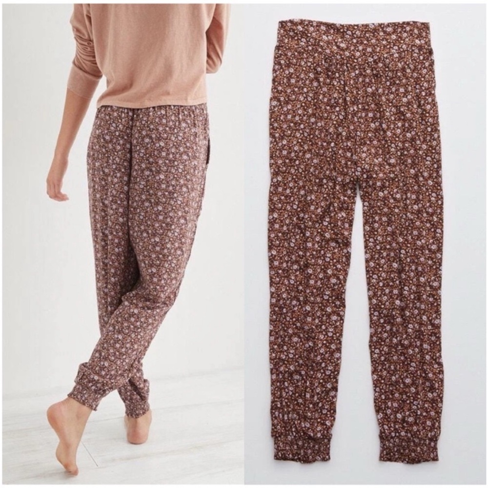 AERIE Homebody‎ Jogger Pant In Mauve Floral size XS